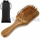 Handmade Natural Wooden Massage Head Scalp Straight Curly Hair Vent Brush Comb