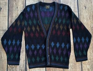 VINTAGE MAGNETIC FORCE CARDIGAN SWEATER MULTI USA MADE COOGO STYLE MENS LARGE