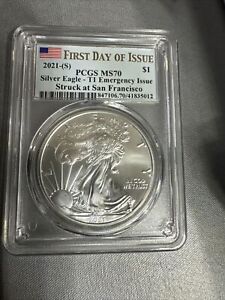 2021-(S) Silver Eagle Type 1 PCGS MS70 Emergency Issue San Francisco!
