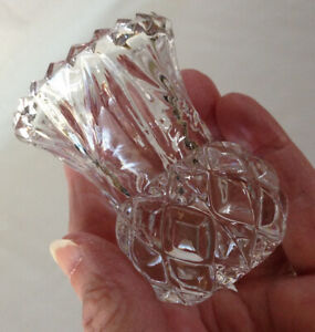 Vintage Crystal Glass Toothpick Holder Sawtooth Rim 2 1/2
