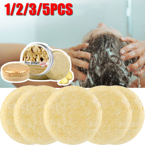 1-5PCS Organic Ginger Hair Growth Shampoo Bar Soap Hair Regrowth Anti Hair Loss