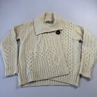 Aran Crafts Women’s Cardigan Sweater Wool Cable Knit Fisherman Ireland Beige M