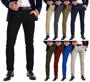 Stretch Chino Slim Fit Mens Relaxed Casual Cotton Dress Skinny Pants Size 30-40