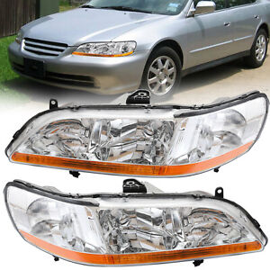 For 98-02 Homda Accord 2/4dr Chrome Housing Amber Corner Headlight Signal Lamps (For: 2000 Honda Accord EX 2.3L)