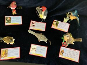 The Danbury Mint SongBird Christmas Hanging Ornaments Set of 6 With Box & Cards