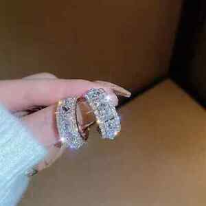Princess Cut Lab Created Diamond Women's Wedding Earrings 14K White Gold Plated