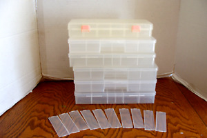 6  Plastic Organizer Boxes, Craft/Jewelry Making Storage w/ Extra Grid Dividers