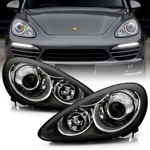Pair Set Chrome Factory Style Halogen Headlights For 2011-2014 Porsche Cayenne