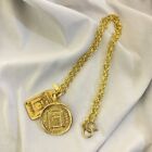CHANEL Necklace AUTH Coco CC Chain Pendant 31 RUE CAMBON GOLD MEDAL PLATE F/S