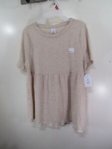 New Women Time and Tru Maternity Top Size M 8 10 Tan Short Sleeve Babydoll