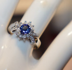 14k White Gold Sapphire & Diamond Ring Size 5 3.23 Grams
