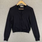 Tory Burch Women's Large Classic Button Cardigan Sweater Black 100% Merino Wool