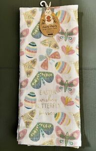 New ListingHippity Hoppity  Set Of 2 Kitchen Towels 100% Cotton- Butterflies/Eggs NWT