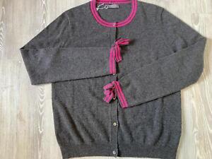 COCOA Cashmere cardigan pink & grey  bow details XL uk14-16 rarely worn dgc