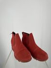 Sorel Womens Boots Evie Size 7.5 Orange Waterproof Suede Ankle Zip Booties NWOB