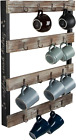 Coffee Mug Holder Wall Mounted Rustic Wood Cup Organizer with 16-Hooks Hanging R