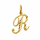 Precious Stars 14K Yellow Gold Diamond-cut Cursive Letter Initial 'R' Pendant