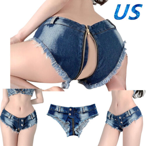 US Womens Mini Denim Shorts Low Rise Waist Sexy Micro Jean Club Short Hot Pants