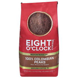 Eight O'Clock 100% Colombian Peaks Medium Roast Ground Coffee, 30 Oz