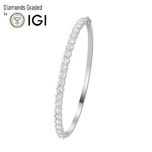 Women's Bangle Bracelet 4Ct Lab Grown IGI Certified Diamond Set Solid 925 Silver