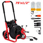 Drain Cleaner Electric Sewer Snake Cleaning Machine 75FT x 1/2In Auto-feed Auger