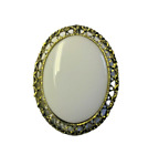 Brooch Porcelain Blank White Cabochon Gold Tone Oval Pin Back Setting Craft 2