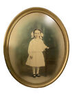 Vtg Hand Tinted Turn Of The Century Photograph of Young Girl-21x17 Oval-Framed