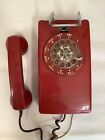 Vintage Bell Systems Red Rotary Dial Wall Mount Telephone 554 A/B 70’s 80’s