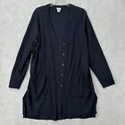 Chicos Button Cardigan Sweater Womens Size XL Blue Long Sleeve Rayon Academia