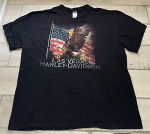 Harley Davidson Shirt Men's 2X Black Patriotic Eagle Las Vegas Nevada’s XXL
