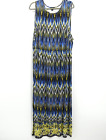 J. Jill Wearever Collection Rayon Stretch Maxi Dress Size 3X Blue Multi Printed