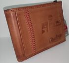 Rawlings Men's Baseball Stitch Leather Bifold Wallet Tan w/ Red Stitching