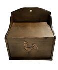 Vintage Wood Recipe Box Copper Rooster, Colony, EUC