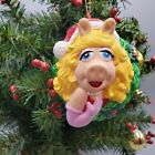 Muppets Miss Piggy Ornament Blow Mold Christmas Santa Hat Wreath 3 inch