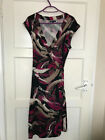 Gap Pink Abstract Short Cap Sleeve Wrap V Neck Dress UK Size 10 Medium