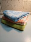 Vintage Towel Lot Bath Towels Butterfly Print Cotton Terry Striped Solid Colors
