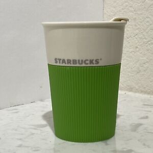 STARBUCKS Insulated Tumbler Green Silicone Grip Travel Coffee Mug 8 oz 2012