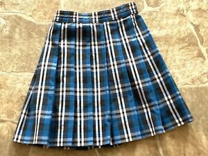Dennis Girls G6 Blue Plaid Pleated Uniform Skirt