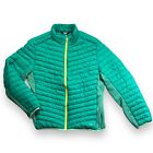 Lands' End Green With Yellow Zipper Primaloft Puffer Jacket Coat Size L 42-44