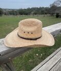 Texas Hat Company Cowboy Hat Genuine Palm Leaf Wide Brim Western Size 6 7/8