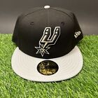 San Antonio Spurs New Era Hat Cap Mens 7 3/4 Fitted Black Gray NBA 59Fifty NEW