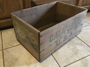 Vintage Wooden Fruit Crate  ~ Marked California USA ~ Butte ~ 19 1/2” x 12” x 9”
