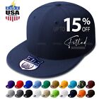 Premium Solid Fitted Baseball Cap Hat Blank Plain Flat Bill 9-Sizes Trucker
