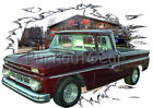 1962 Burgund Chevy Pickup Truck Custom Hot Rod Garage T-Shirt 62 Muscle Car Tees
