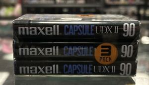 PACK OF 3 MAXELL CAPSULE UDX II 90 BLANK AUDIO RECORDING CASSETTES STILL SEALED