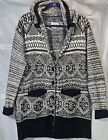 Miss Me Womens L Knit Cardigan Sweater button Front Long Sleeve Wool Nylon fuzzy