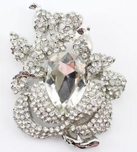 Clear Fine Austrian Rhinestone Crystal Vibrant Bridal Wedding Brooch Pin