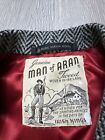 Vintage Man Of Aran Tweed Overcoat Men's Made In Ireland Gray Wool Herringbone