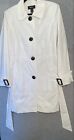 Style & Co Coat Women’s L White Rain Trench Belt Buttons Classic
