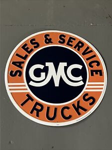 GMC Trucks Sales Service Embossed Metal Sign 24